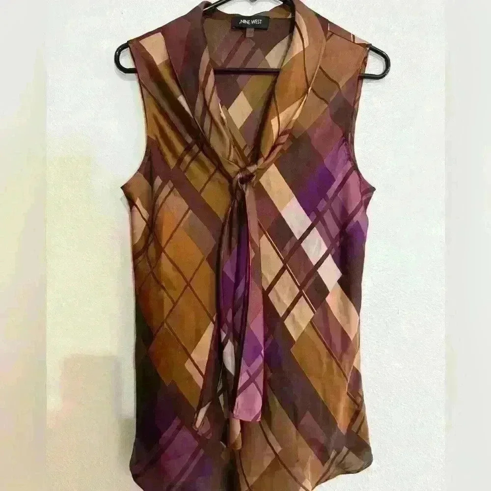 Nine West Sleeveless Argyle Blouse - Picture 1 of 3
